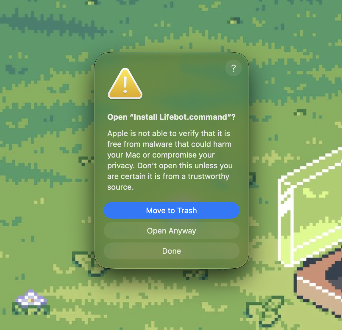Confirm Open Anyway in the macOS dialog.